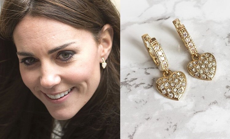 Kate Middleton Inspired Gold Pave Heart Hoop Earrings- e662 by ...