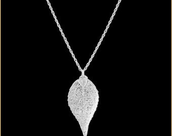 Real Evergreen Leaf Dipped In Silver Pendant - Real Dipped Leaf - In Gift Box