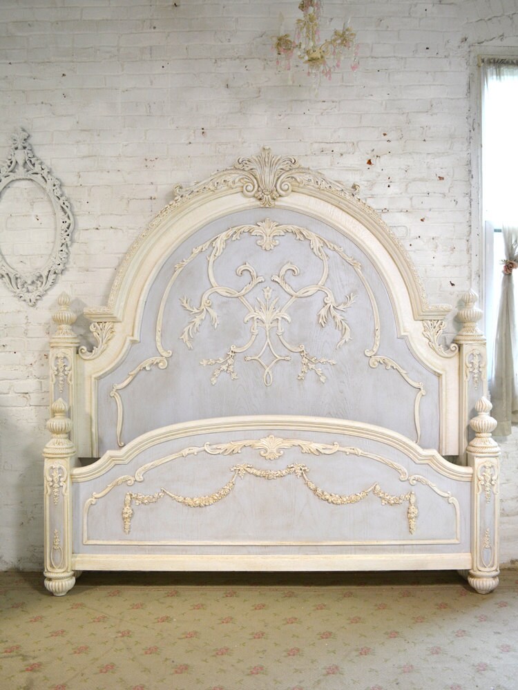 Painted Cottage Chic Shabby Romantic Bed Queen 3000