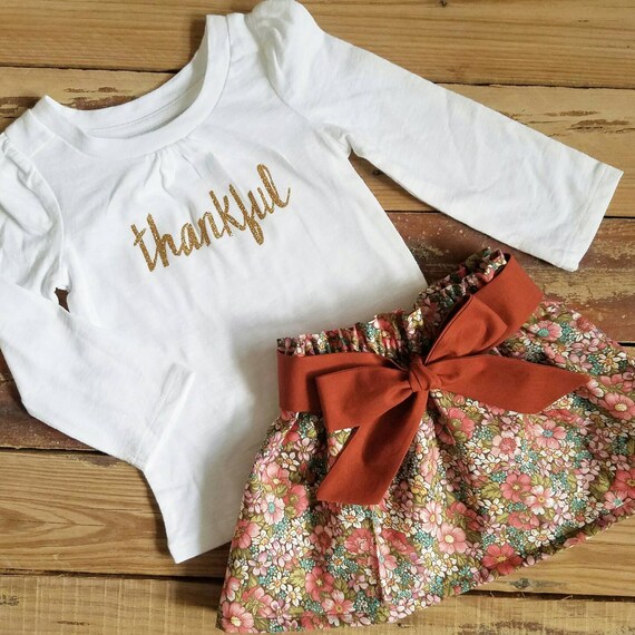 Thanksgiving Outfit ThankfulBaby Toddler Girls Skirt Set