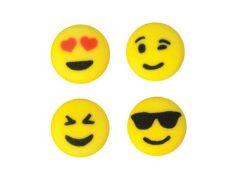 Emoji Cupcake Toppers, Emoji Sugar Decorations, Assorted Emoji Sugars