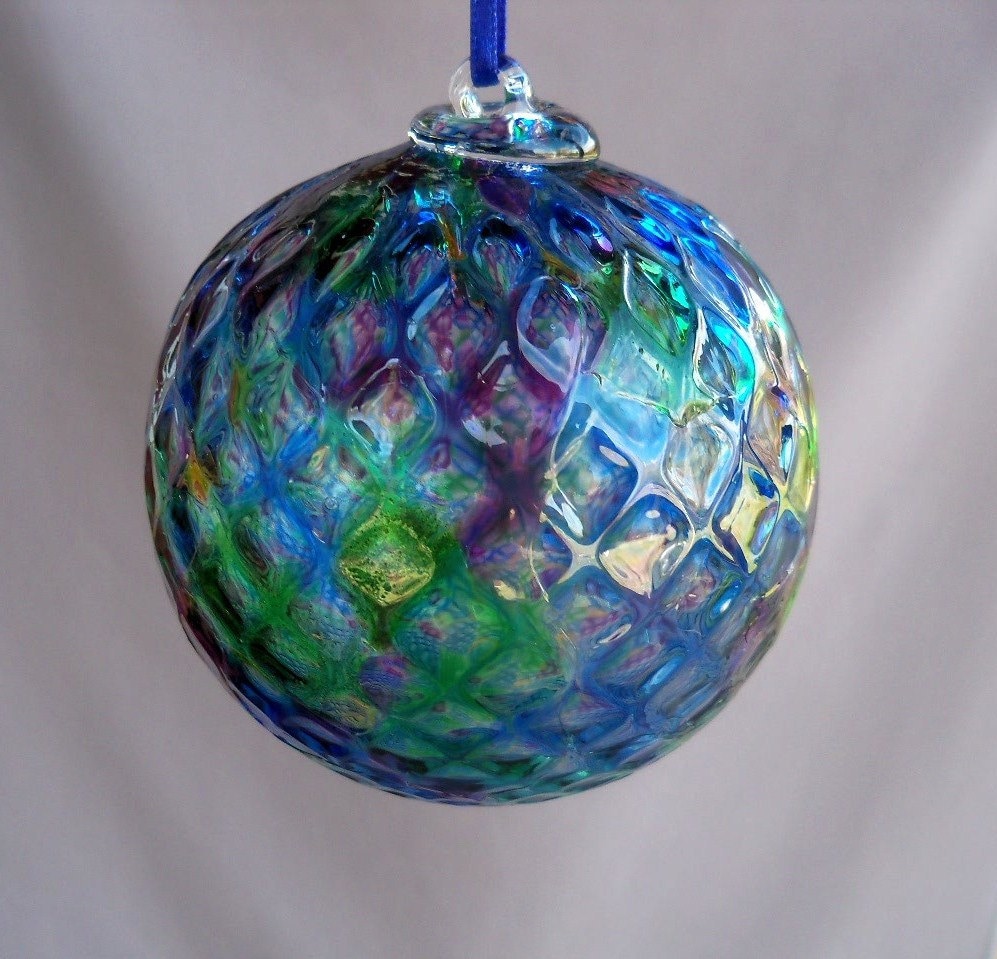 Hand Blown Art Glass Christmas Ornament/Ball/Suncatcher