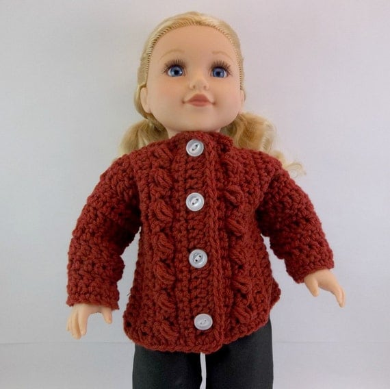 18 inch Doll Sweater Fits American Girl Doll Bulky Cardigan