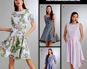 Ladies Dress Pattern, Project Runway Dress Pattern, Flared Dress Pattern, Simplicity Sewing Pattern 8048