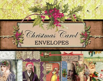 Digital Christmas Papers "Dickens Christmas Carol - Envelopes