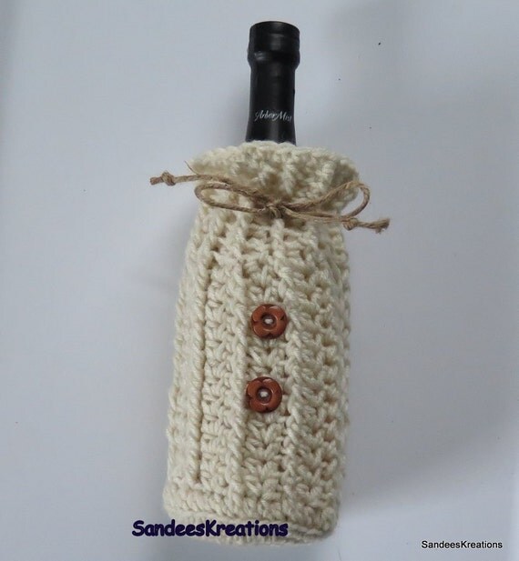 Items similar to Crochet Wine Bottle Sweater, Wine Tote, Bottle Cover