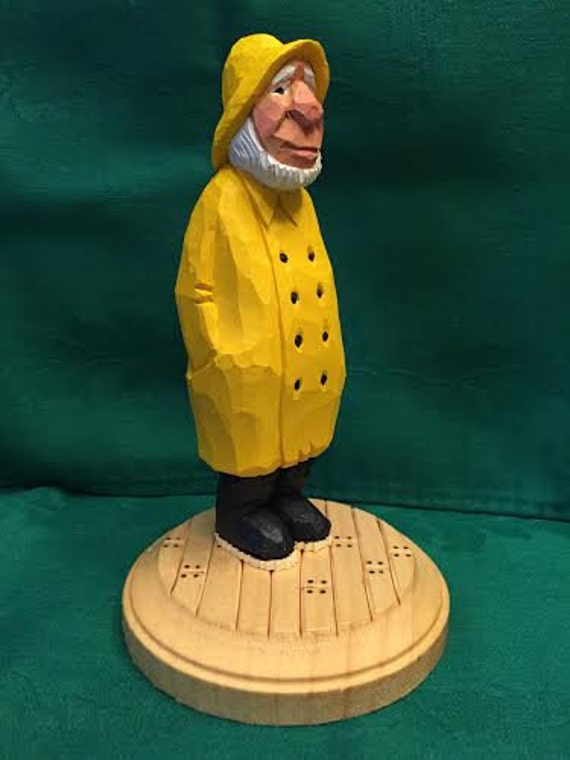 Custom Carved Old Salty Fisherman Wood Carving by RWKWoodcarving