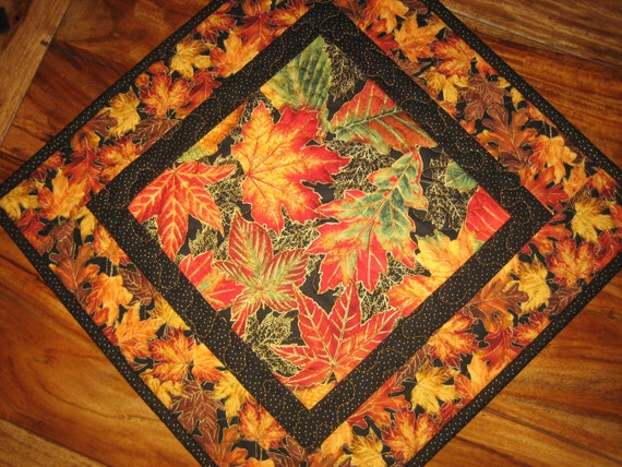 Items Similar To Fall Autumn Leaves Quilted Table Topper Table Square