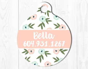 Pet id Tag Pet Tags Cat Tag Pet id Tag Cat Dog Tag Pet id Tag Pet Gift Pet Tags Floral Dog Tag for Dogs Dog id Tag Custom Pet id Tag Pink