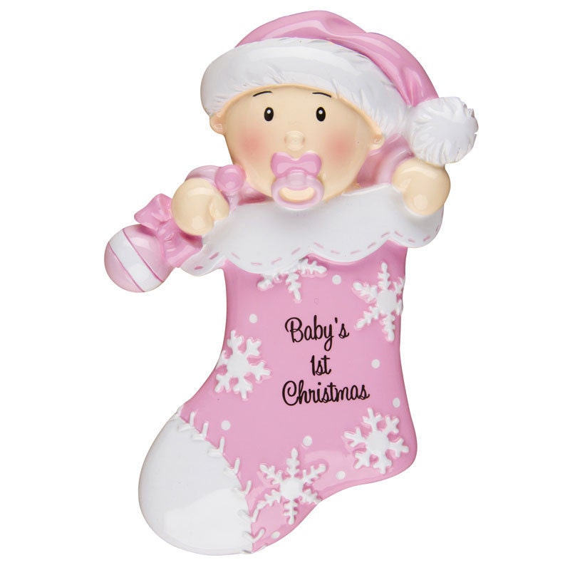 Personalized Pink Stocking Baby Girl's First Christmas