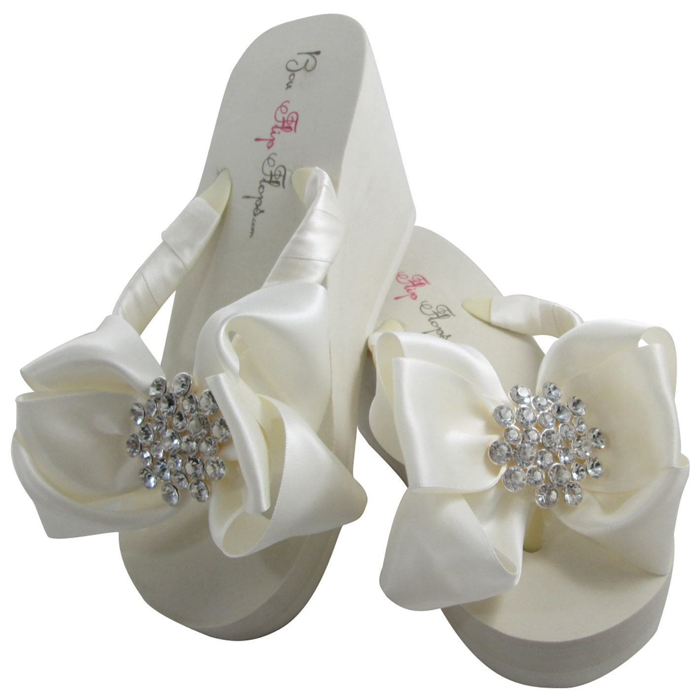 white wedge flip flops wedding