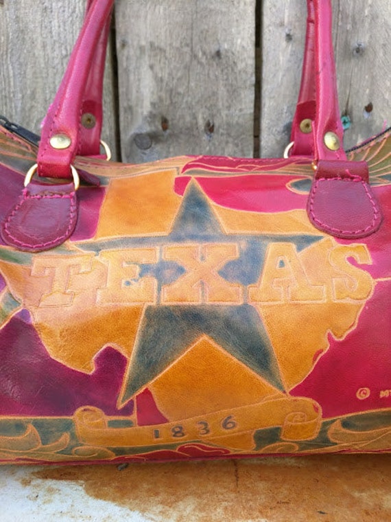 Vintage Tooled Leather TEXAS handbag / Texas by glamtownvintage