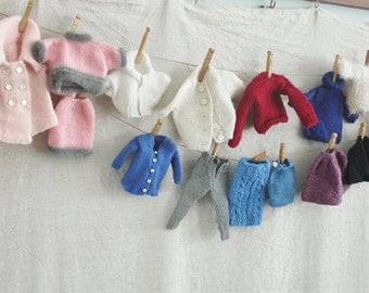 Vintage Hand Knit Doll Clothes 16 Pieces