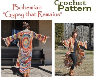 Bohemian Hippie Sweater Crochet PATTERN-- Gypsy that Remains- Stevie Nicks Style Bohemain Pattern Only