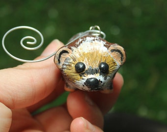Hedgehog polymer clay Christmas Ornament