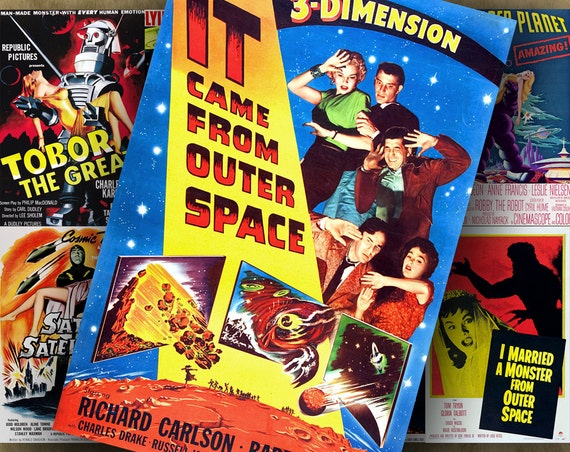 OUTER SPACE 2x3 inch Digital Printable Movie Posters collage