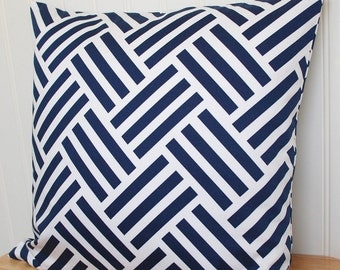 Blue Geometric Pillow Cover, Navy Blue Throw Pillow, 18x18 Pillow Cover, Navy Blue Cushion Cover, Geometric Cushion