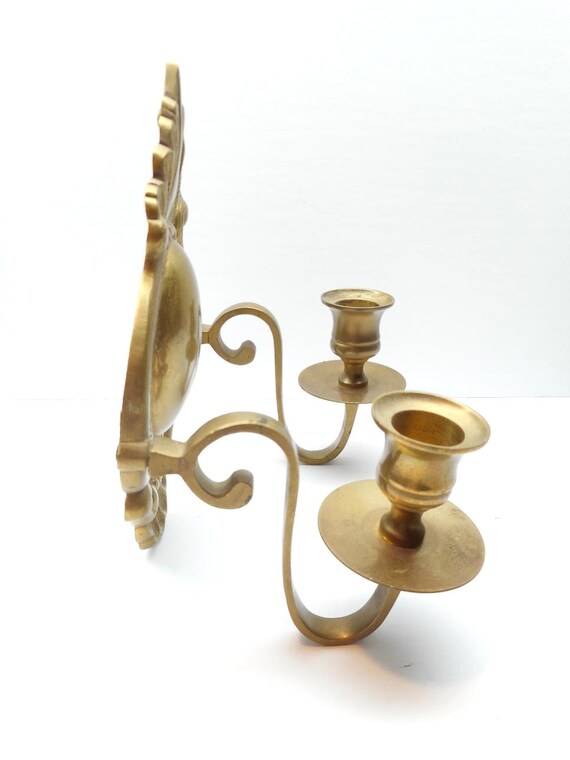 Vintage Candle Sconce Brass Candlestick Holder Wall Mount