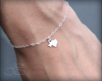 TEXAS BRACELET - sterling texas bracelet, texas charm bracelet, state bracelet, tiny texas charm bracelet