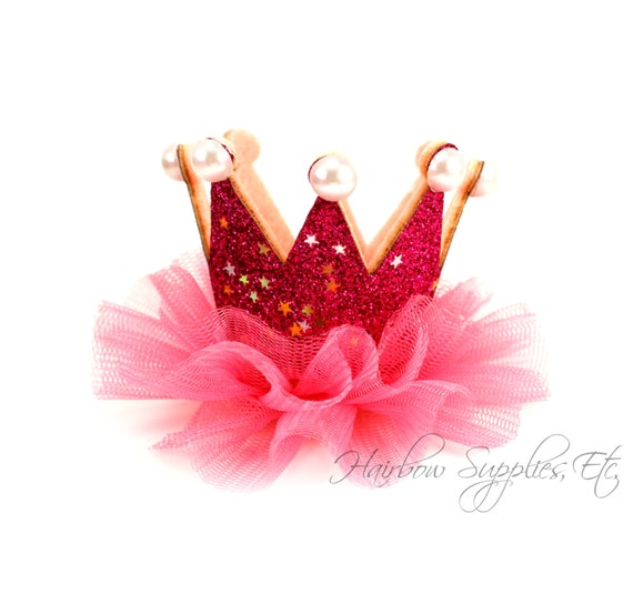 Hot Pink Princess Crown with Pearls 2 by 3 Hot