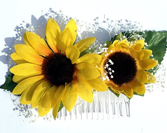 Sunflower Hair Clip, Sunflower Hair Comb, Sunflower Bridal Clip, Sunflower Bridal Comb, Sunflower Wedding, Sunflower Hair Piece, Sunflower