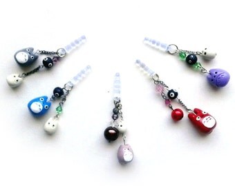 Polymer Clay Totoro and soots Phone Strap / Dust Plug / Stopper Chain