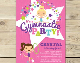 Gymnastics Birthday Invitation Printable - Gymnastics Birthday Party Invitations - Gymnastics Invitation - Gymnastics Party - Birthday