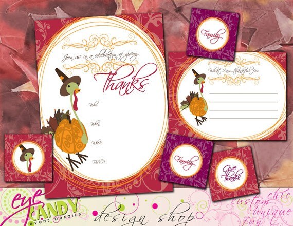 THANKSGIVING collection - Giving Thanks - Thanksgiving Invitation - thanksgiving placecard - give thanks card Il_570xn