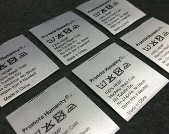 Fabric Labels 90 pcs Custom Satin Folded Care Label Black