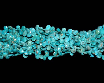 AAA Quality Arizona Sleeping Beauty Turquoise Faceted Pears Shape Briolettes Top Drilled Size 7mm by 9mm Sold As 8-Inch per Strand