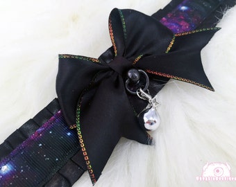 Galaxy Themed Kitten Collar, Kitten Play Collar, Pet Play Collar, Choker, Adult Kitten Play Collar, BDSM Collar