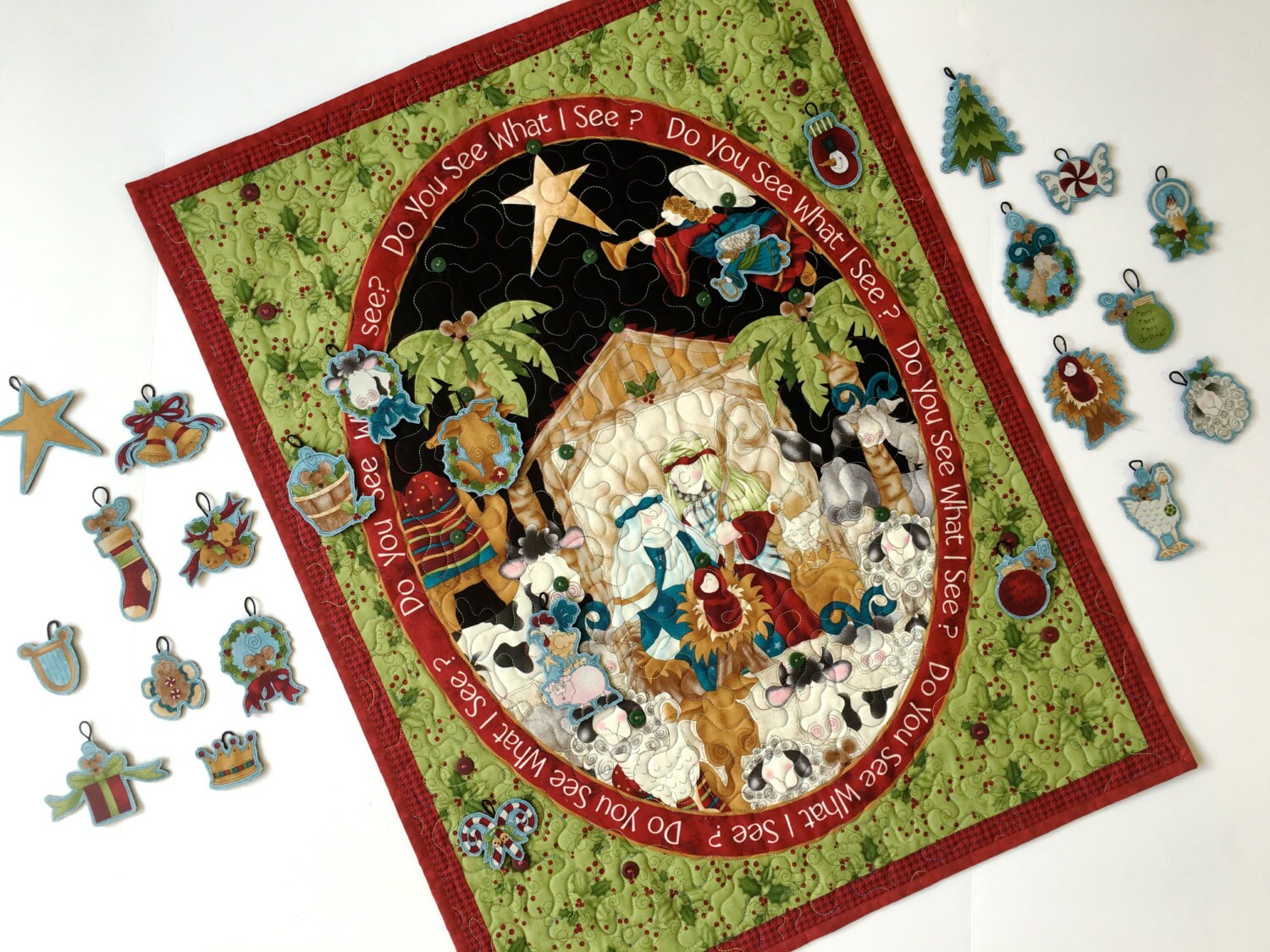 Advent Calendar Quilted Religious Nativity Wall Hanging