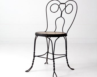 vintage ice cream parlor chair, black iron cafe chair, metal bistro chair
