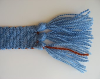 hand-woven wool inkle belt light blue