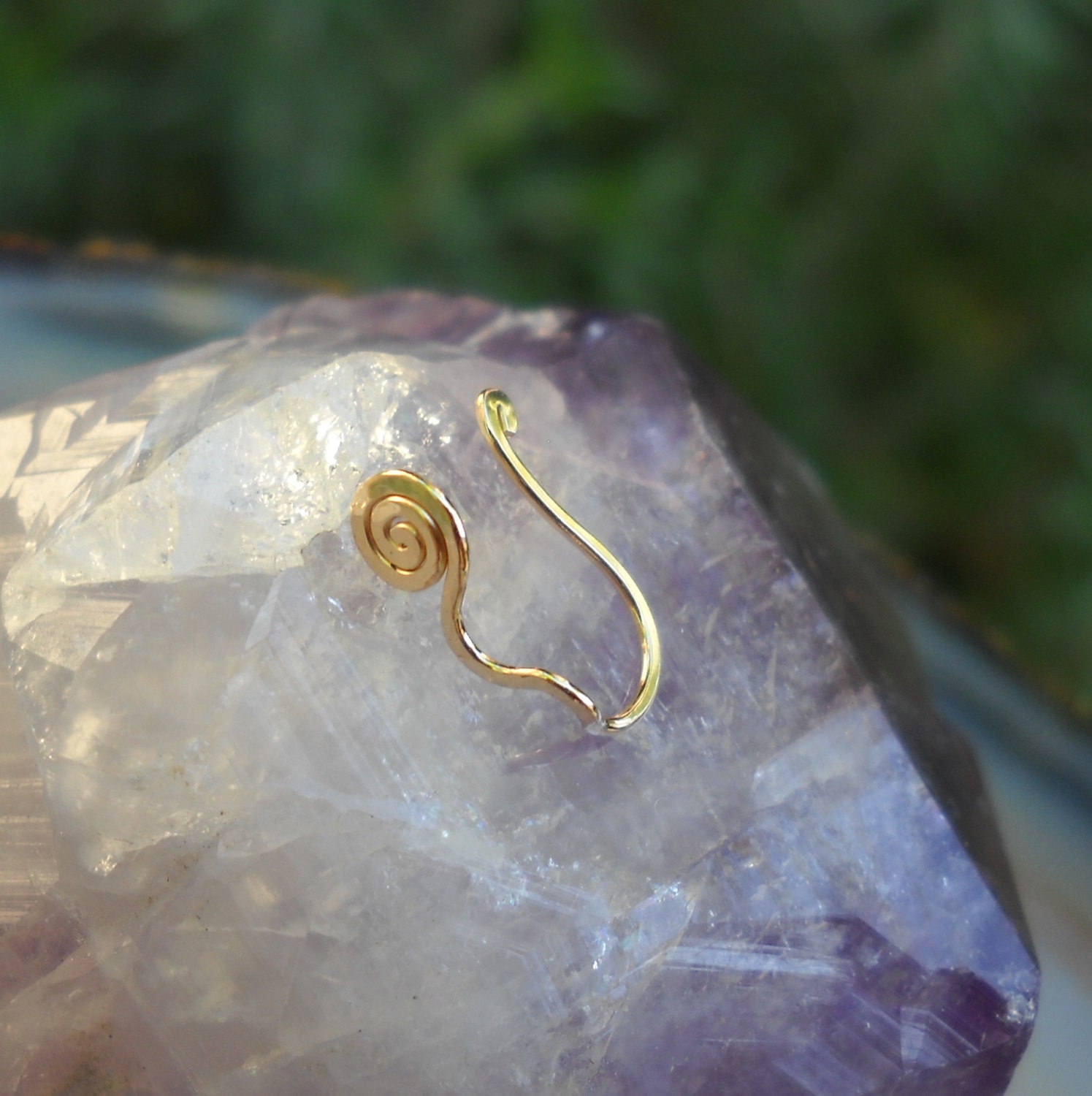 FAKE Nose Ring 14K Rose Gold Filled Spiral Nose Cuff Non