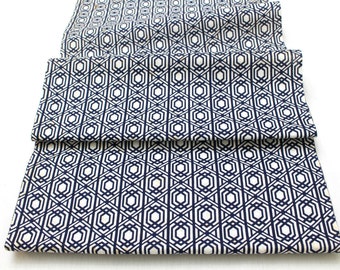 Japanese Vintage Yukata Cotton Fabric. Blue and White Geometric Design (Ref: 1333 )
