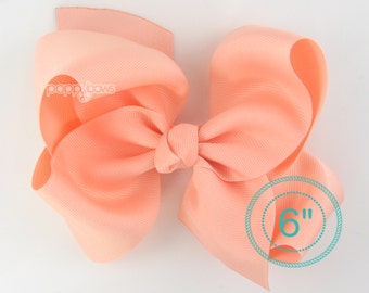Extra Large Hair Bow, Peach Hair Bow, 6" 6 inch hair bows, big bow, giant bow, extra large bow, hair bows for girls xl, 6" Bows for girls