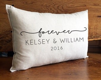 Personalized Pillow With Couples Names and Established Year, Cotton Linen Home Decor Pillow, Personalized Wedding Gift, Forever Anniversary