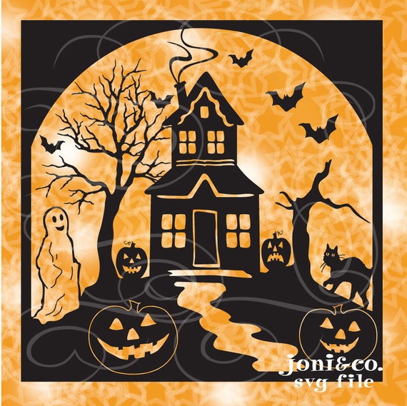 Halloween Glass Block SVG File Haunted House Sale by JoniAndCo