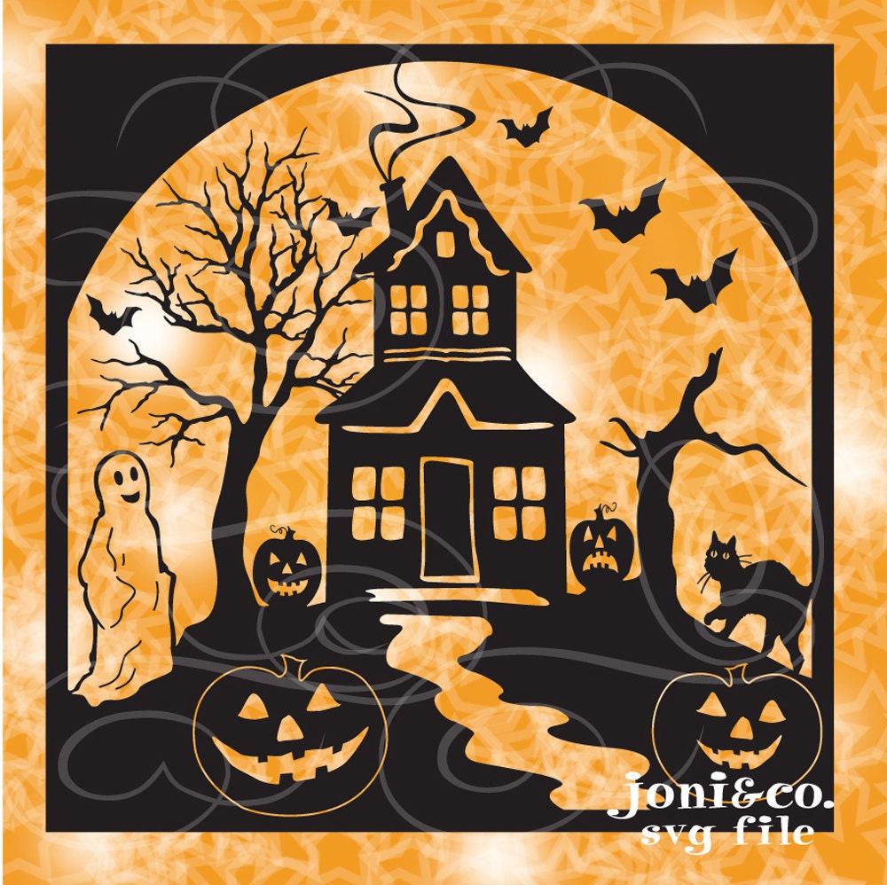 Download Halloween Glass Block SVG File Haunted House svg Halloween