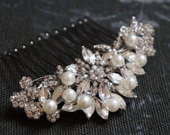 Wedding hair comb, crystal hair comb, bridal hair comb, Crystal & Pearl hair comb, bridesmaid hair comb, bride hair jewelry,bridal headpiece
