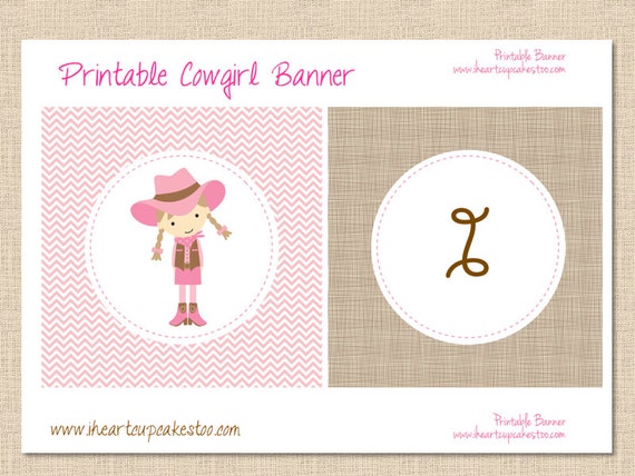 Cowgirl Birthday Printable Banner by PartyFix on Etsy