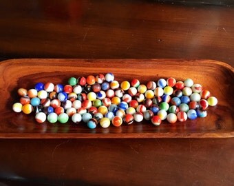 Vintage Glass Marbles Collection - Swirly Opaque Colors Orange Blue Green Mid Century Marbles