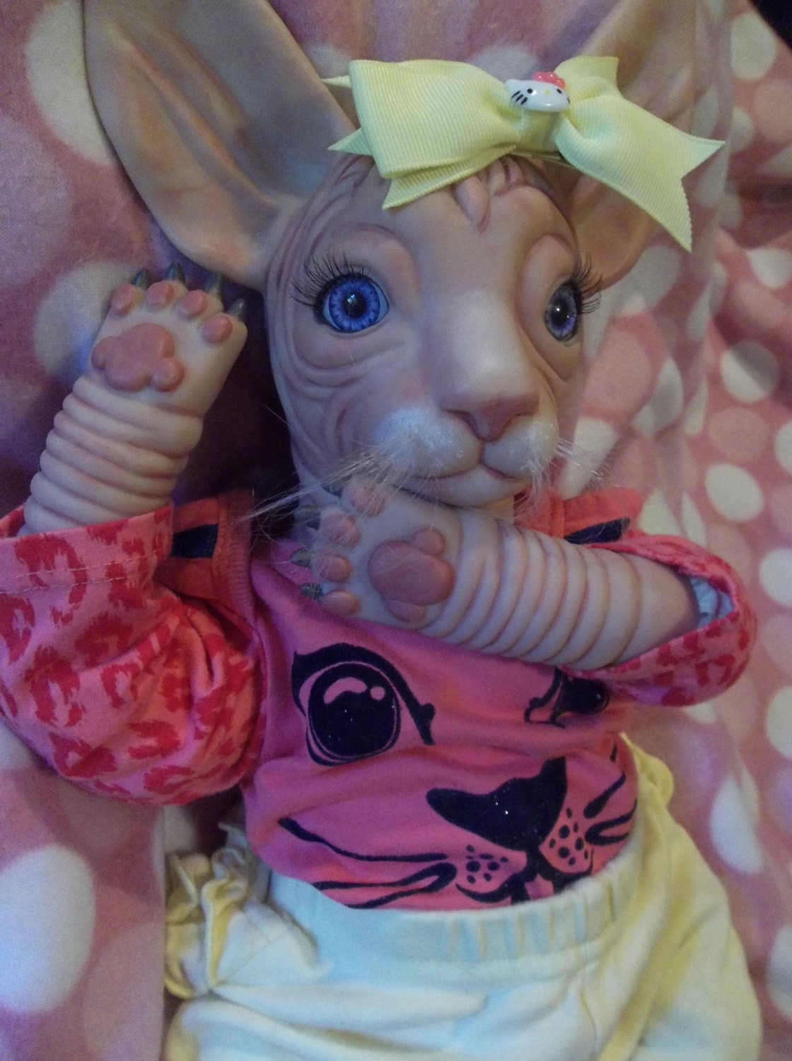 Reborn ready to ship Sphynx cat baby kitten doll ooak vinyl