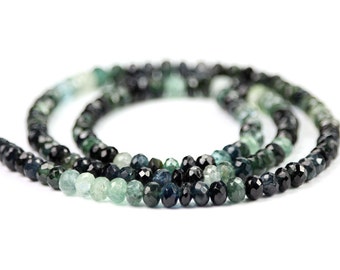 Tourmaline Micro Faceted Rondelles 5 Pieces Shaded Blue Blue/Green Green Indicolite Semi Precious Gemstone