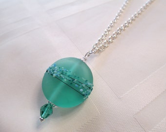 Lampwork Bead Necklace in Spearmint Green
