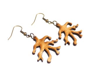 wood earrings - Bamboo Branch - 1 ply. modern nature inspired jewelry. eco friendly