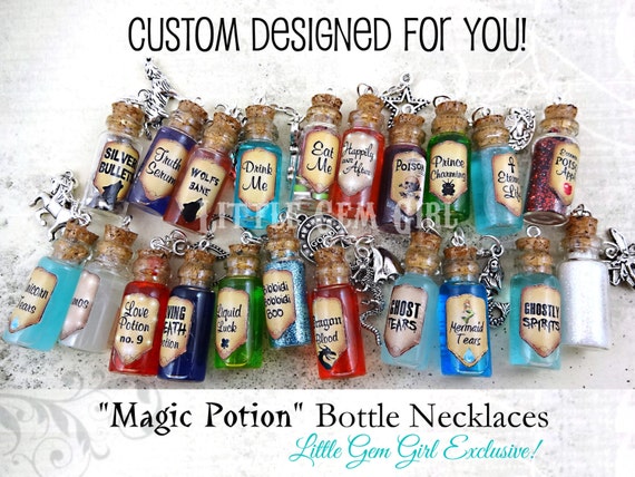 Magic Potion  Bottle  Necklace 1 CUSTOM You Design  Glass