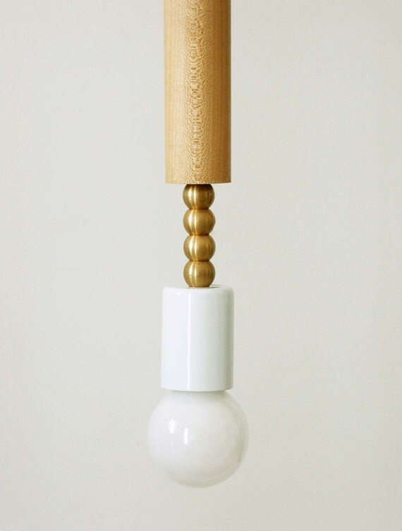 Wood White Gold Pendant Light Modern Pendant Ceiling Lighting