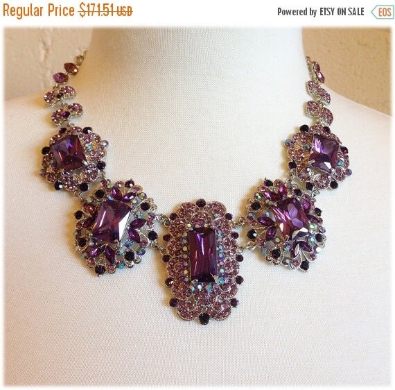 Wedding jewelry set bib necklace and earrings by GlamDuchess